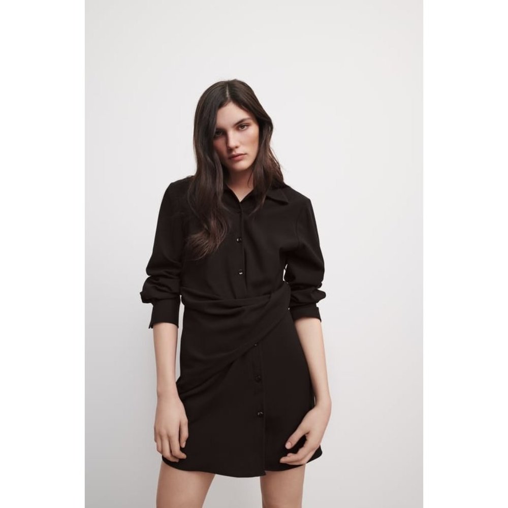 ZARA DRAPED SHIRT DRESS NWT